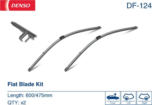 Denso DF-124 - Щетки ст/очист. Flat, компл. 600/475 autosila-amz.com