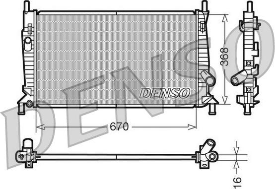 Denso DRM10075 - Радиатор, охлаждение двигателя autosila-amz.com