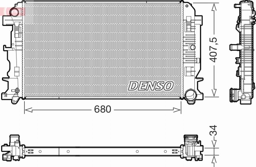 Denso DRM17117 - Радиатор, охлаждение двигателя autosila-amz.com