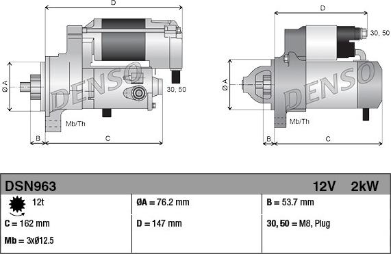 Denso DSN963 - стартер 2.0kw!\ VW Touran/Caddy/Golf/Transporter, Skoda Octavia/Fabia 1.2-2.0 TDI 09> autosila-amz.com