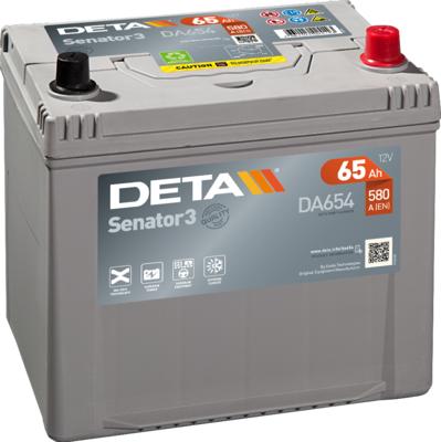 DETA DA654 - Аккумуляторная батарея 65Ah DETA SENATOR3 12 V 65 AH 580 A ETN 0(R+) Korean B1 230x170x225mm 16.2kg autosila-amz.com