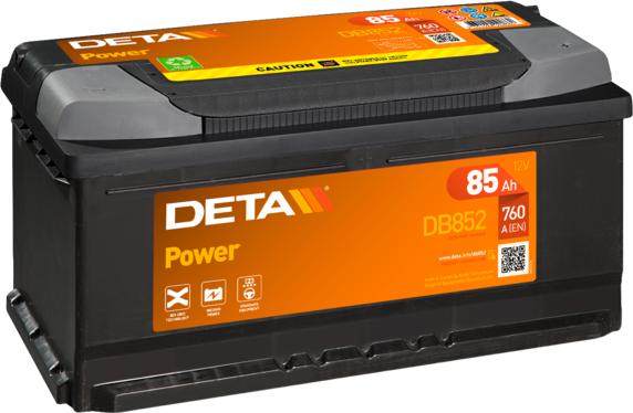 DETA DB852 - Аккумуляторная батарея 85Ah DETA POWER 12 V 85 AH 760 A ETN 0(R+) B13 352x175x175mm 20.4kg autosila-amz.com