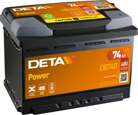 DETA DB740 - Аккумуляторная батарея 74Ah DETA POWER 12 V 74 AH 680 A ETN 0(R+) B13 278x175x190mm 18.3kg autosila-amz.com