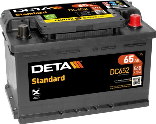 DETA DC652 - Аккумуляторная батарея 65Ah DETA STANDARD 12 V 65 AH 540 A ETN 0(R+) B13 278x175x175mm 16.8kg autosila-amz.com