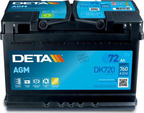 DETA DK720 - Стартерная аккумуляторная батарея, АКБ autosila-amz.com