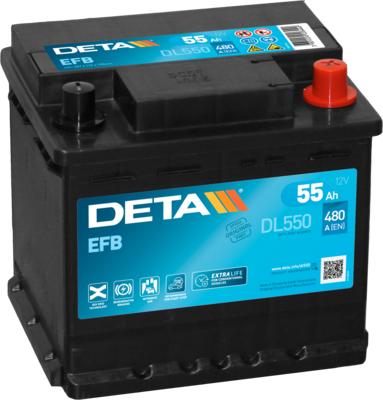 DETA DL550 - Стартерная аккумуляторная батарея, АКБ autosila-amz.com