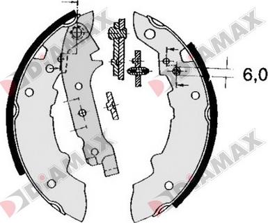 Diamax N01058 - Комплект тормозных колодок, барабанные autosila-amz.com
