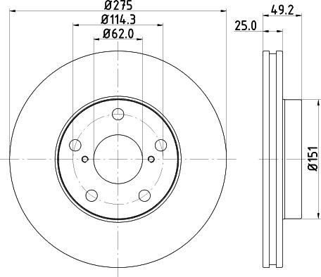 DON PCD18742 - Тормозной диск autosila-amz.com