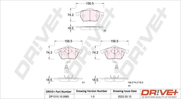 Dr!ve+ DP1010.10.0985 - Тормозные колодки, дисковые, комплект autosila-amz.com