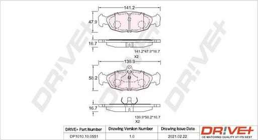 Dr!ve+ DP1010.10.0551 - Комплект тормозных колодок, дисковый тормоз autosila-amz.com