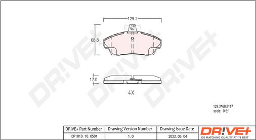 Dr!ve+ DP1010.10.0501 - Тормозные колодки, дисковые, комплект autosila-amz.com