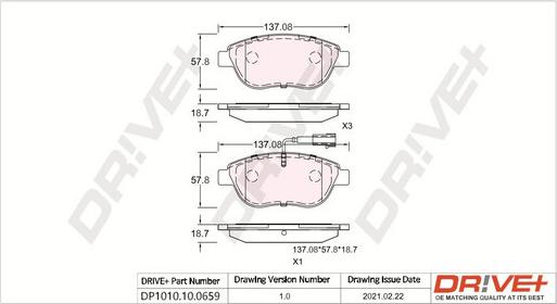 Dr!ve+ DP1010.10.0659 - Комплект тормозных колодок, дисковый тормоз autosila-amz.com