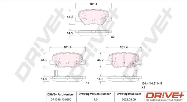 Dr!ve+ DP1010.10.0680 - Тормозные колодки, дисковые, комплект autosila-amz.com