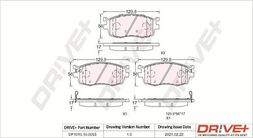 Dr!ve+ DP1010.10.0093 - Тормозные колодки, дисковые, комплект autosila-amz.com