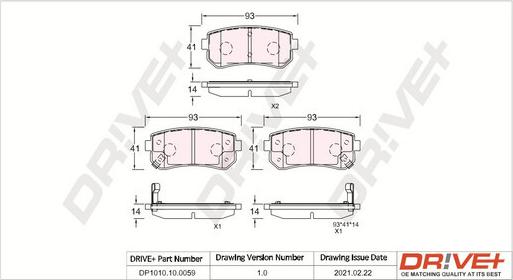 Dr!ve+ DP1010.10.0059 - Тормозные колодки, дисковые, комплект autosila-amz.com