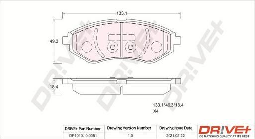 Dr!ve+ DP1010.10.0051 - Комплект тормозных колодок, дисковый тормоз autosila-amz.com