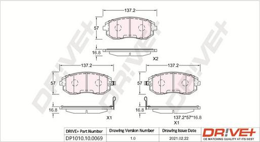 Dr!ve+ DP1010.10.0069 - Тормозные колодки, дисковые, комплект autosila-amz.com