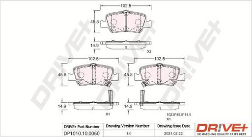 Dr!ve+ DP1010.10.0060 - Тормозные колодки, дисковые, комплект autosila-amz.com