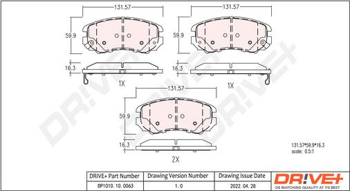 Dr!ve+ DP1010.10.0063 - Тормозные колодки, дисковые, комплект autosila-amz.com