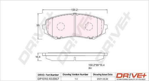 Dr!ve+ DP1010.10.0067 - Комплект тормозных колодок, дисковый тормоз autosila-amz.com