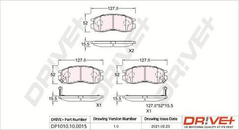 Dr!ve+ DP1010.10.0015 - Тормозные колодки, дисковые, комплект autosila-amz.com