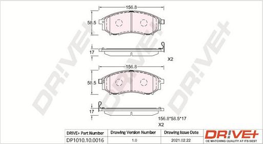 Dr!ve+ DP1010.10.0016 - Тормозные колодки, дисковые, комплект autosila-amz.com