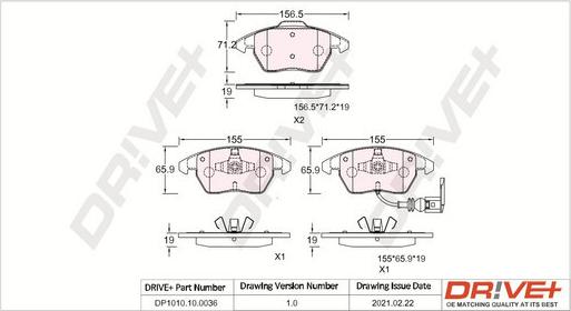Dr!ve+ DP1010.10.0036 - Комплект тормозных колодок, дисковый тормоз autosila-amz.com