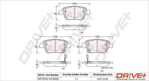 Dr!ve+ DP1010.10.0022 - Комплект тормозных колодок, дисковый тормоз autosila-amz.com
