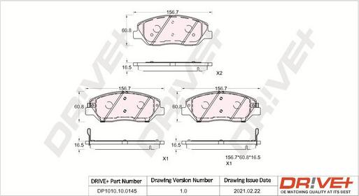 Dr!ve+ DP1010.10.0145 - Тормозные колодки, дисковые, комплект autosila-amz.com