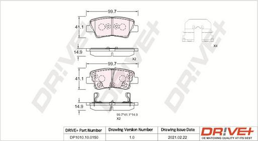 Dr!ve+ DP1010.10.0150 - Тормозные колодки, дисковые, комплект autosila-amz.com