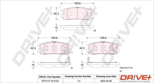 Dr!ve+ DP1010.10.0125 - Тормозные колодки, дисковые, комплект autosila-amz.com