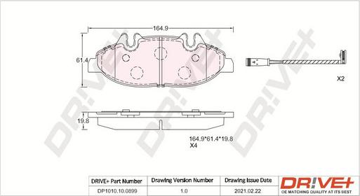 Dr!ve+ DP1010.10.0899 - Тормозные колодки, дисковые, комплект autosila-amz.com