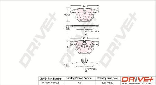 Dr!ve+ DP1010.10.0895 - Тормозные колодки, дисковые, комплект autosila-amz.com