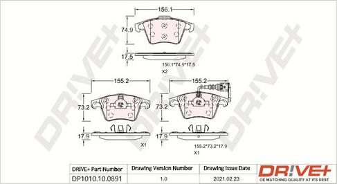 Dr!ve+ DP1010.10.0891 - Комплект тормозных колодок, дисковый тормоз autosila-amz.com