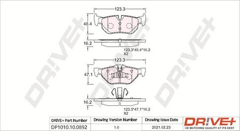 Dr!ve+ DP1010.10.0892 - Тормозные колодки, дисковые, комплект autosila-amz.com