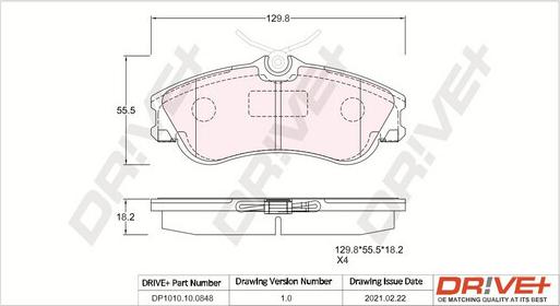 Dr!ve+ DP1010.10.0848 - Тормозные колодки, дисковые, комплект autosila-amz.com