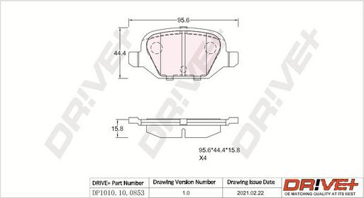 Dr!ve+ DP1010.10.0853 - Тормозные колодки, дисковые, комплект autosila-amz.com