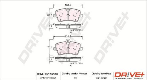 Dr!ve+ DP1010.10.0857 - Тормозные колодки, дисковые, комплект autosila-amz.com