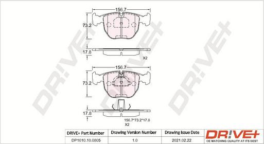 Dr!ve+ DP1010.10.0805 - Тормозные колодки, дисковые, комплект autosila-amz.com