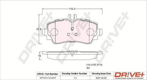 Dr!ve+ DP1010.10.0817 - Тормозные колодки, дисковые, комплект autosila-amz.com