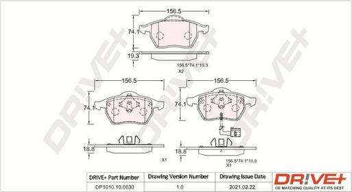 Dr!ve+ DP1010.10.0830 - Комплект тормозных колодок, дисковый тормоз autosila-amz.com