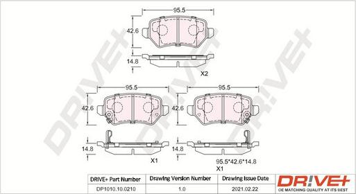 Dr!ve+ DP1010.10.0210 - Комплект тормозных колодок, дисковый тормоз autosila-amz.com