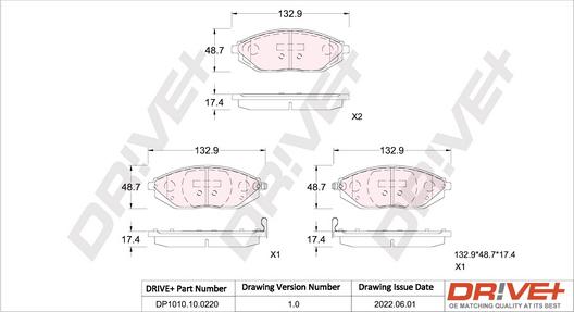 Dr!ve+ DP1010.10.0220 - Тормозные колодки, дисковые, комплект autosila-amz.com