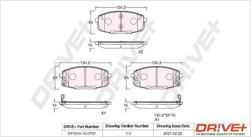 Dr!ve+ DP1010.10.0797 - Тормозные колодки, дисковые, комплект autosila-amz.com