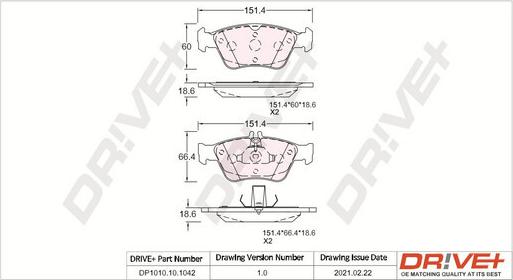 Dr!ve+ DP1010.10.1042 - Тормозные колодки, дисковые, комплект autosila-amz.com