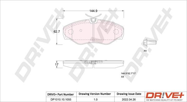 Dr!ve+ DP1010.10.1055 - Тормозные колодки, дисковые, комплект autosila-amz.com