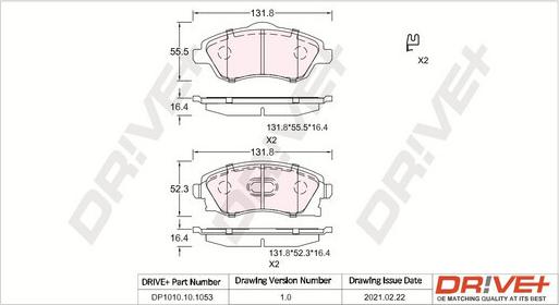 Dr!ve+ DP1010.10.1053 - Тормозные колодки, дисковые, комплект autosila-amz.com