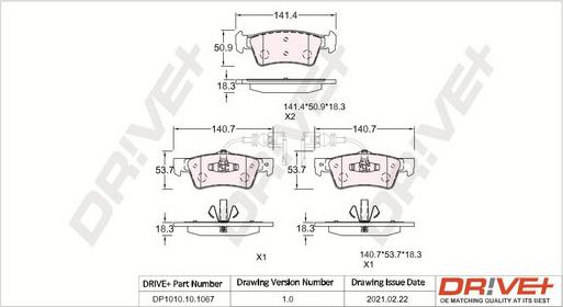 Dr!ve+ DP1010.10.1067 - Тормозные колодки, дисковые, комплект autosila-amz.com