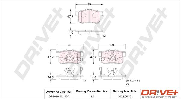 Dr!ve+ DP1010.10.1007 - Тормозные колодки, дисковые, комплект autosila-amz.com