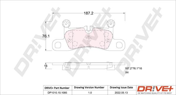 Dr!ve+ DP1010.10.1085 - Тормозные колодки, дисковые, комплект autosila-amz.com